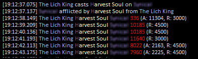 WoL section, showing Harvest Soul damage on a player